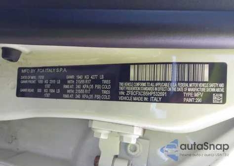 2017 Fiat 500X Trekking Fwd from USA, damaged, VIN ZFBCFXCB5HP532691